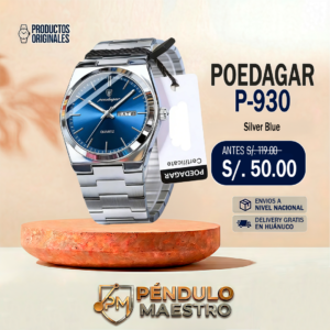 Reloj Poedagar 930 Classic - Acero Inoxidable, Esfera Azul